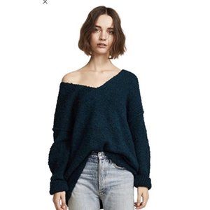 Free People Lofty V Neck Forest Green Sweater